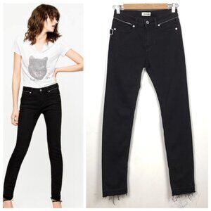 Zadig & Voltaire Jeans Black Eva Zipper Raw Hem Skinny Jeans
